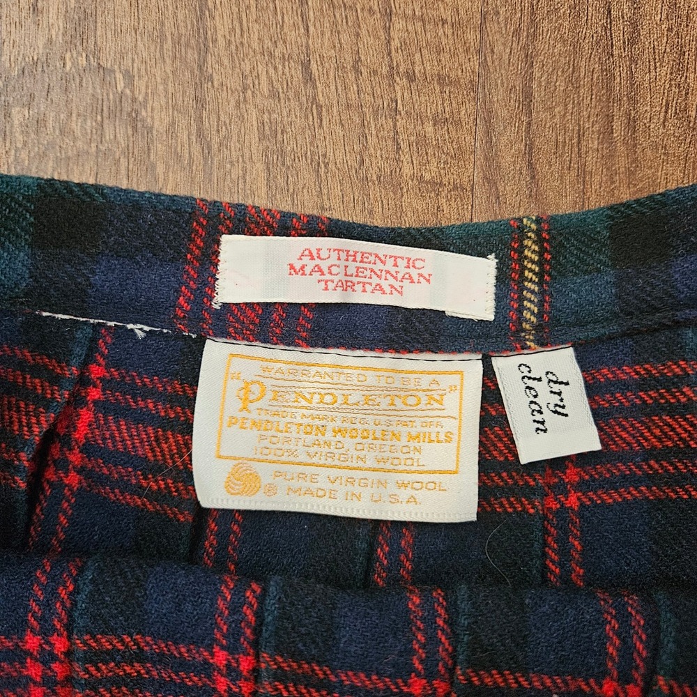 Pendleton Vintage Wool MacLennan Tartan Plaid Pleated Midi Skirt Red Blue USA - Picture 2 of 11
